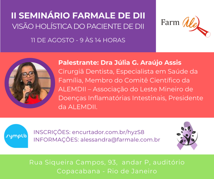 Dra Júlia Gonçalves estará no II Seminário Farmale de DII