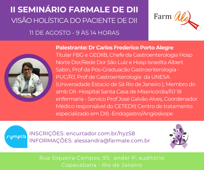 Dr Carlos Frederico Porto Alegre estará no II Seminário Farmale de DII