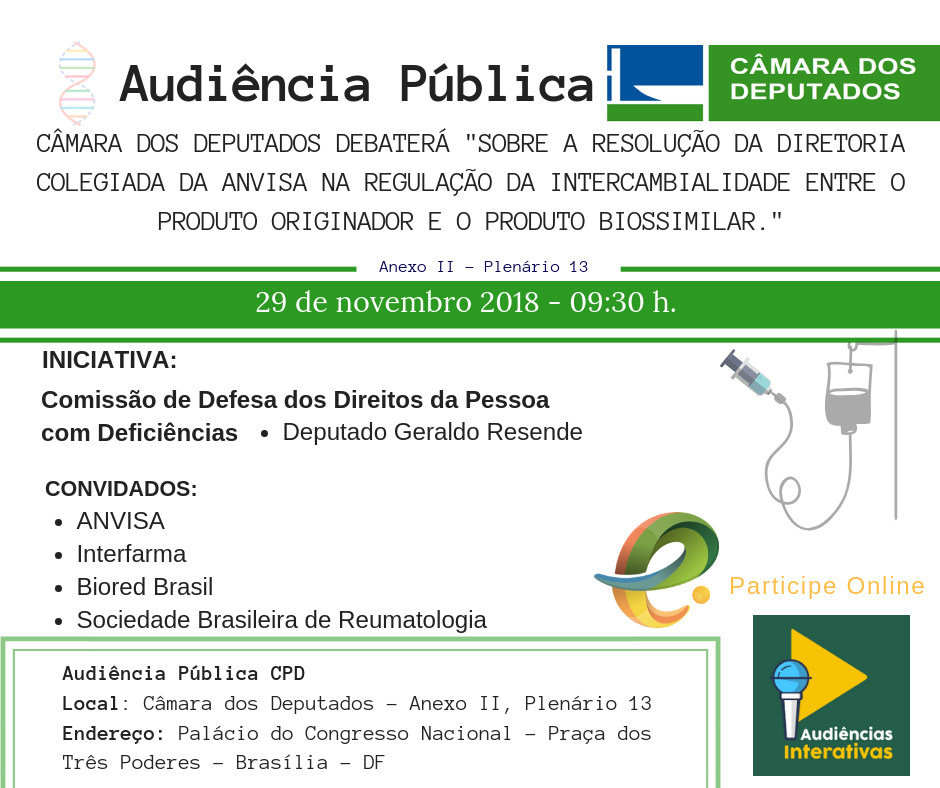 Audiência pública sobre intercambialidade entre biológico e biossimilar