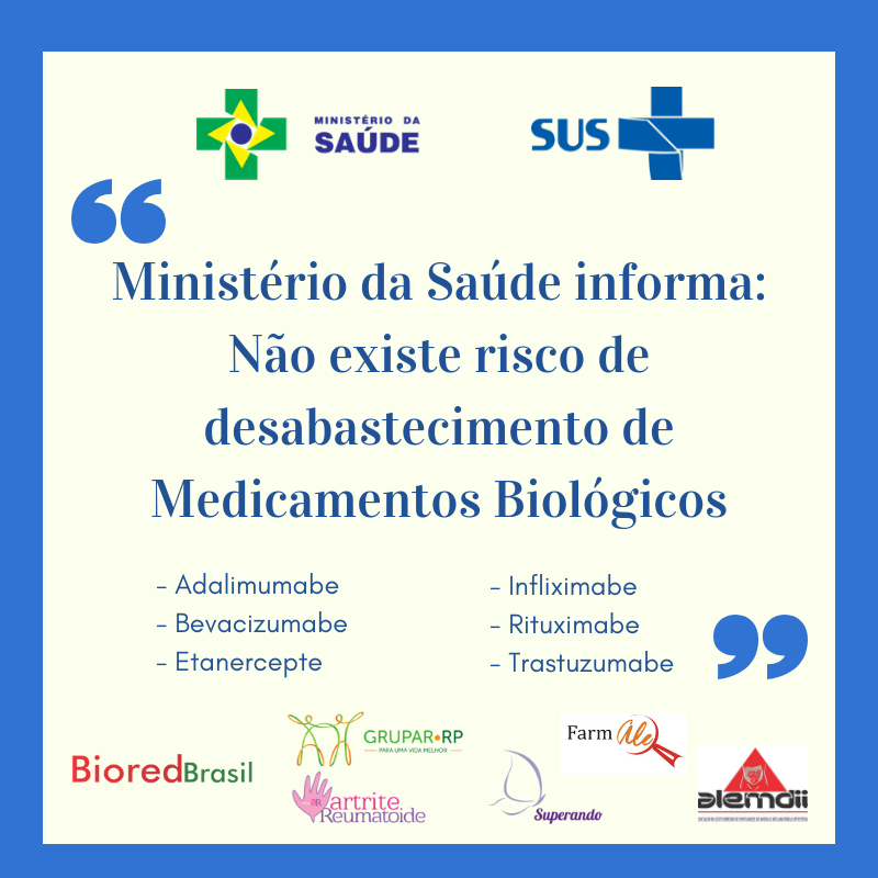 Ministério da Saúde Informa que não Existe Risco de Desabastecimento de Medicamentos Biológicos e Sintéticos no SUS