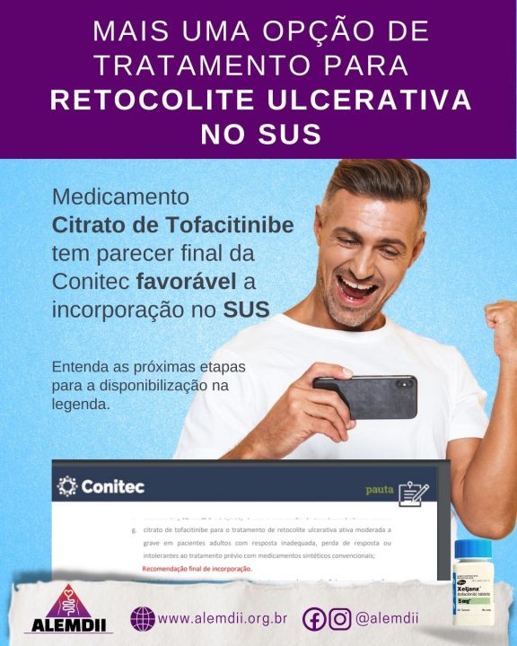 Citrato de tofacitinibe aprovado pela Conitec para Retocolite Ulcerativa