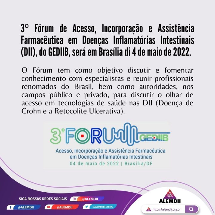 3º Fórum GEDIIB de Assistência Farmacêutica em Doenças Inflamatórias Intestinais