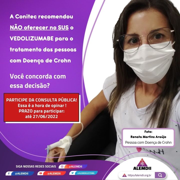 Aberta Consulta Pública sobre a inclusão do Vedolizumabe para o tratamento da doença de Crohn
