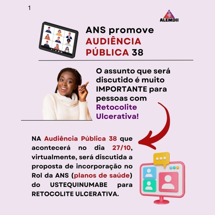 Audiência Pública da ANS com inscrições abertas sobre Ustequinumabe para Retocolite Ulcerativa